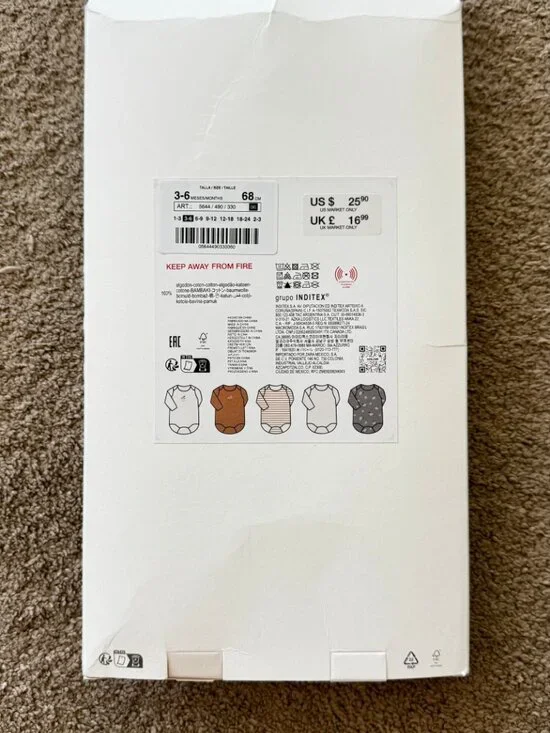 Zara Baby - 5 Pack of Long Sleeve Sheep Bodysuits - Picture 3 of 3